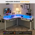 thumbnail image 3 of KeyWhat 60" L Shaped Standing Desk, Electric Height Adjustable Computer Desk with Shelves & Keyboard Tray, Corner Gaming Desk with LED Strip & Power Outlets, Antique White, 3 of 7