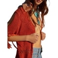 thumbnail image 3 of Liacowi Women Bikini Cover Up Solid Color Knitted Fringed Cutout Swimsuit Cardigan Smock with Belt, 3 of 4