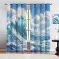 thumbnail image 3 of Ocean Wave Curtains For Living Room, Sea Wave Blackout Curtains For Bedroom, Blue Ocean Window Drapes, 2 Panels Window Treatments For Kitchen Office Cafe 42"W x 108"L (Pack of 2), 3 of 6