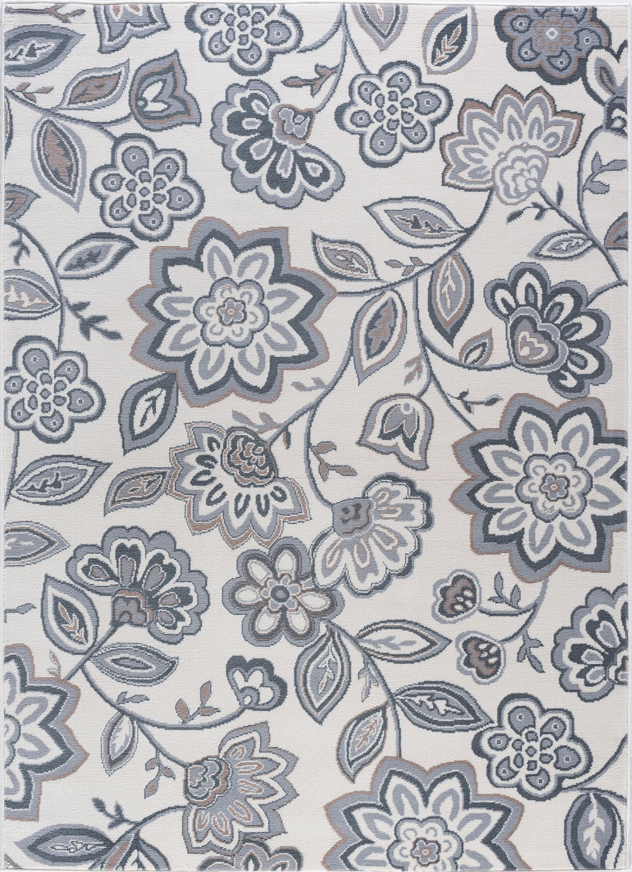 Madison Transitional 5' x 7' Cream and Gray Polypropylene Indoor Area Rug