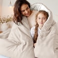 thumbnail image 2 of Exclusivo Mezcla Lightweight Reversible 3-Piece Comforter Set All Seasons, Down Alternative Comforter with 2 Pillow Shams, Oversized Queen Size, Beige/White, 2 of 7