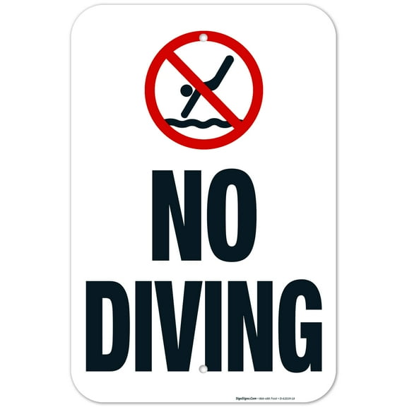 Montana No Diving Sign, Complies With State Of Montana Pool Safety Code, (SI-62188) 12x18 Aluminum