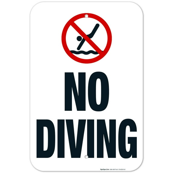 Wisconsin No Diving Sign, Complies With State Of Wisconsin Pool Safety Code, (SI-62191) 12x18 Aluminum