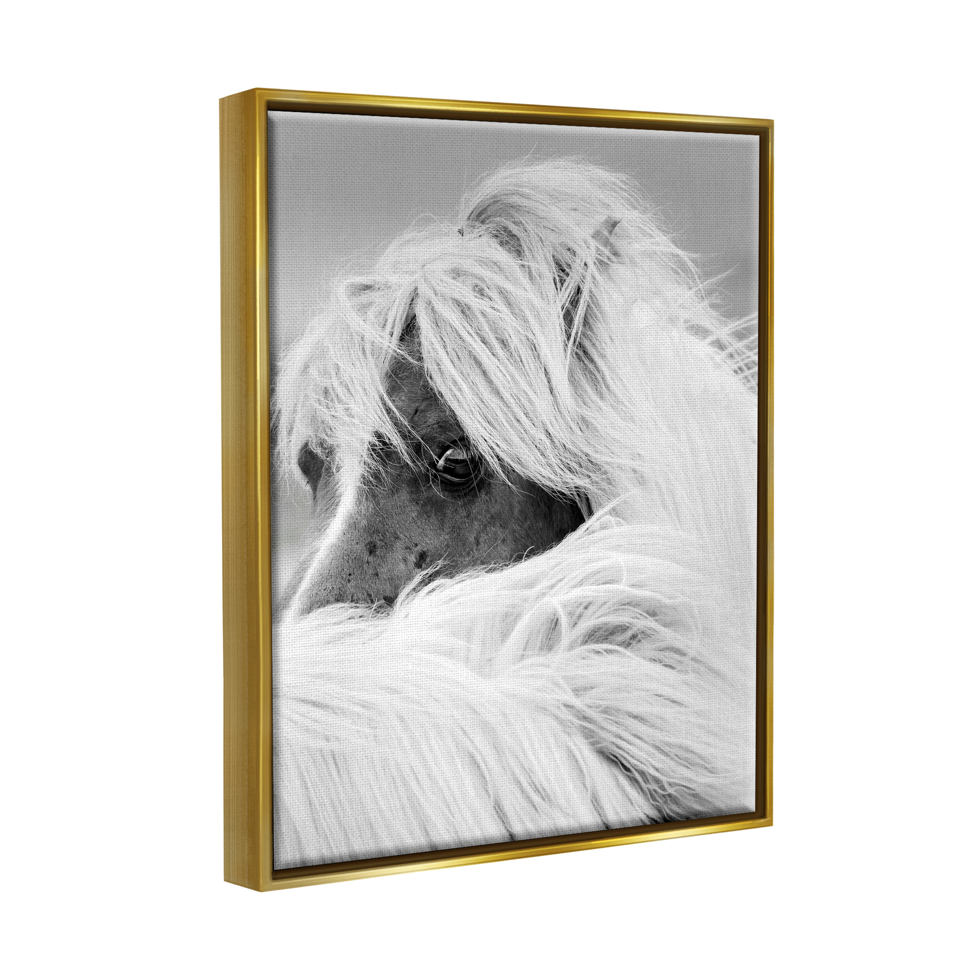 Stupell Industries Peering Horse Eyes Animals & Insects Photography Gold Floater Framed Canvas Art Print Wall Art, 17 x 21
