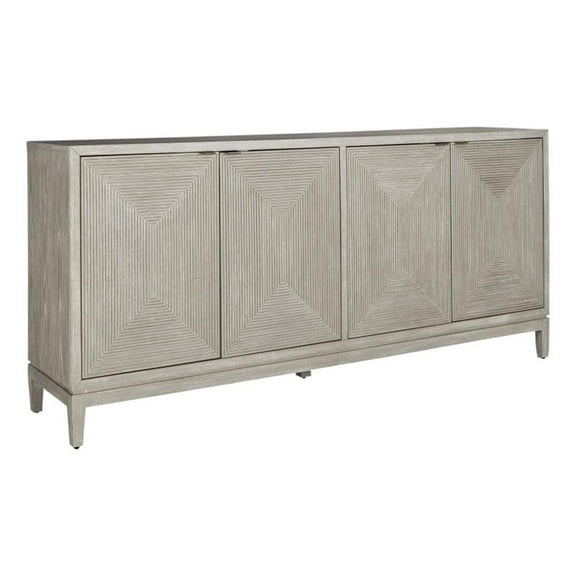 Bowery Hill 4-Door Accent Cabinet in Washed Taupe & Silver Champagne