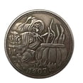 thumbnail image 1 of Moneda 1907 Wandering Coin Wizard Halloween, latón y plata envejecida, 1 of 2