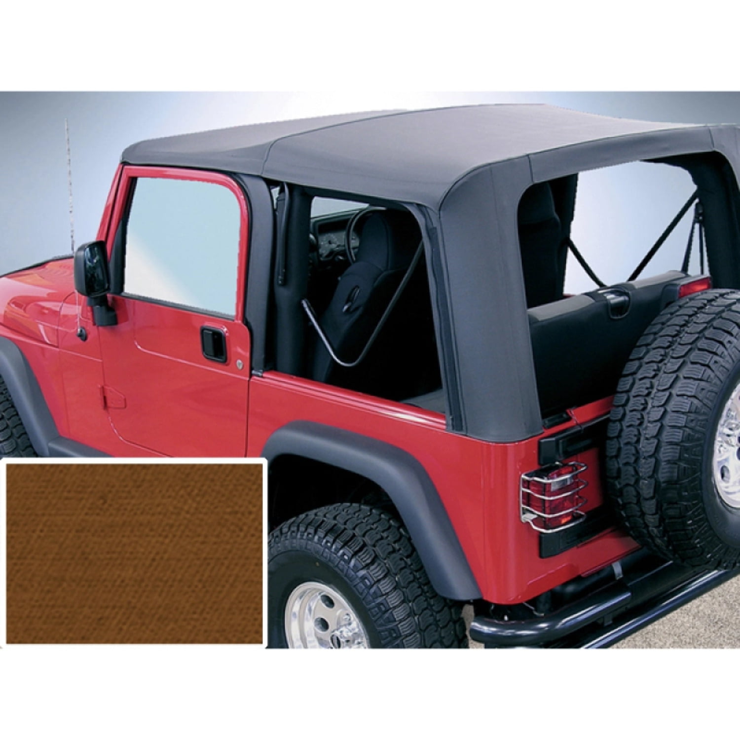 Rugged Ridge  Soft Top, Dark Tan, Clear Windows, 97-02 Jeep  Wrangler TJ 