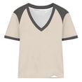 thumbnail image 6 of Womens V Neck Short Sleeve Summer T Shirts Curved Hem Plain Top Beach Tops Raglan Shirt Women Fashion Trendy Casual Womens Baseball Tee Shirts, 6 of 6