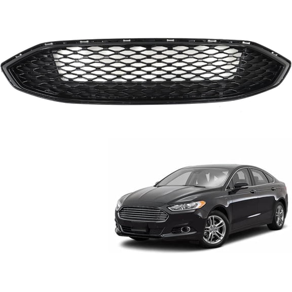 kimllier Front Upper Bumper Grill Honeycomb Grille Gloss Black Replacement for Fusion 2017 2018