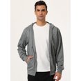 thumbnail image 3 of Sudadera con capucha para hombre, con cremallera completa, manga larga, ligera, sólida, deportiva, con capucha gris M Unique Bargains Sudadera, 3 of 6