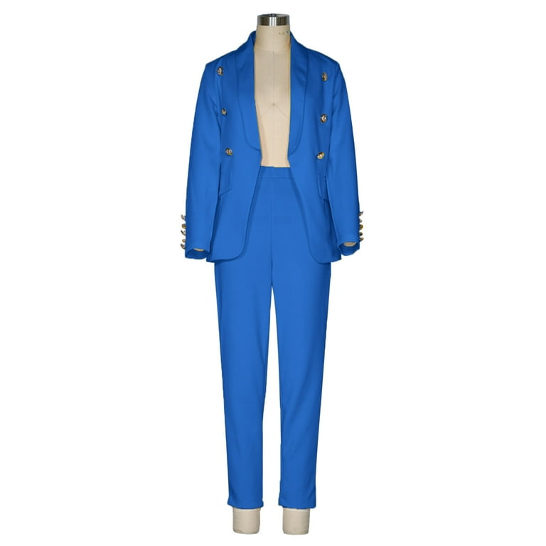Women Ladies Fashion Suit Hop Two-piece Solid Color Casual Suit Long Sleeve  Coat And Pants Outwear Office Set Dressy Work Pants Women Dress with Long Jacket  Womens Snow Bib Tall Size 12