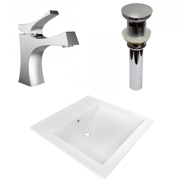 American Imaginations 21.5-in. W 1 Hole Ceramic Top Set In White Color - Overflow Drain Incl. AI-29988