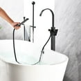 thumbnail image 3 of AWZTOO Freestanding Tub Faucet With Hand Sprayer Floor Mount Roman Bathtub Faucet Modern Waterfall Tub Filler Trim With Handheld Showe Matte Black, 3 of 5