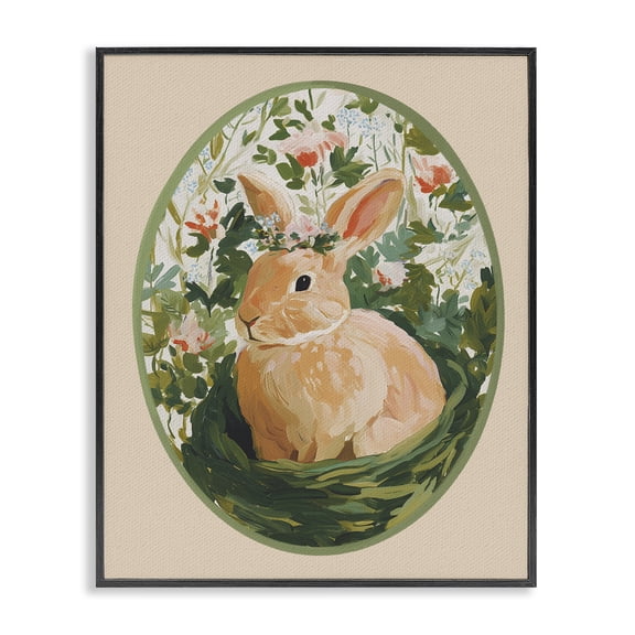 Stupell Industries Cottage Bloom Nest Bunny Black Framed Giclee Art, 11 x 14, by Yen