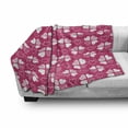 thumbnail image 3 of Romantic Soft Flannel Fleece Blanket, Continuous Hand Drawn Hearts as Clover Leaves Monochrome Valentine's Day, Cozy Plush for Indoor and Outdoor Use, 50" x 60", Hot Pink and White, by Ambesonne, 3 of 6
