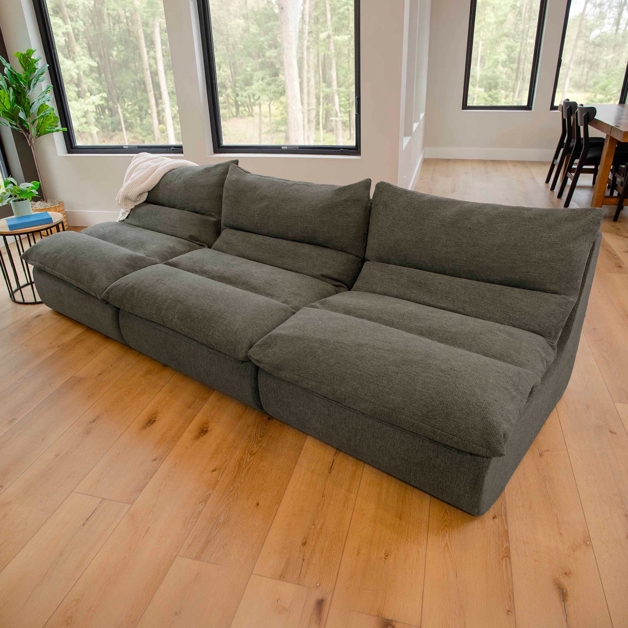 Big Joe Driftscape Modular Sectional Sofa, 3 Piece Loveseat, Olive Green