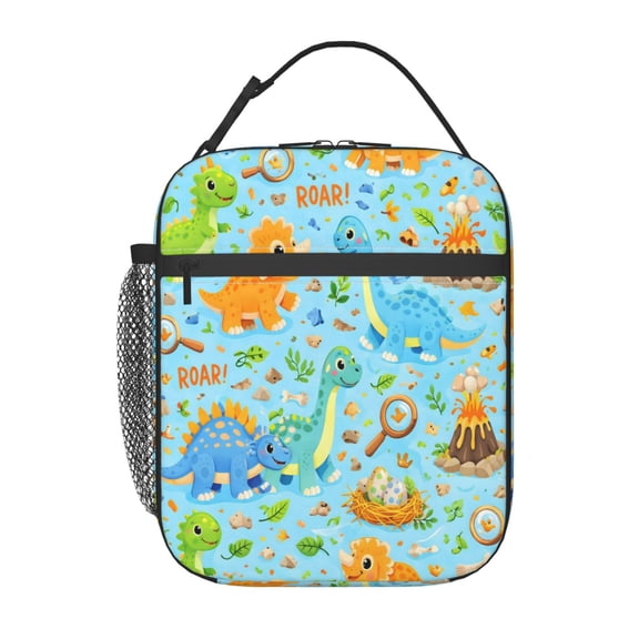 Cartoon Animal Cute Dinosaur Lunch Bag Reusable Thermal Lunch Tote with Handle for Women and Men