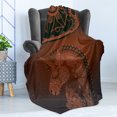 thumbnail image 4 of Unicorn Soft Flannel Fleece Throw Blanket, Unicorn Profile with Exotic Laced Design Mandala Details Design Art, Cozy Plush for Indoor and Outdoor Use, 50" x 70", Burgundy, by Ambesonne, 4 of 5