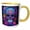 Yellow/White, variant on 3drose, a Vibrant, Neon-colored Sugar Skull with Flowers in Blacklight Style., 15oz Two-tone Black Mug