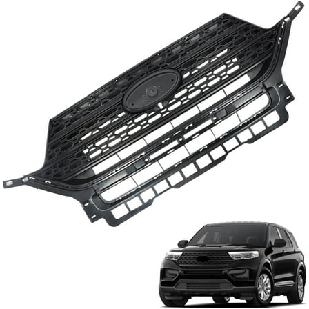 EPOTOOR Black Mesh Trim Grill Fit For 2020-2022 Ford Explorer Front Bumper Upper Grille