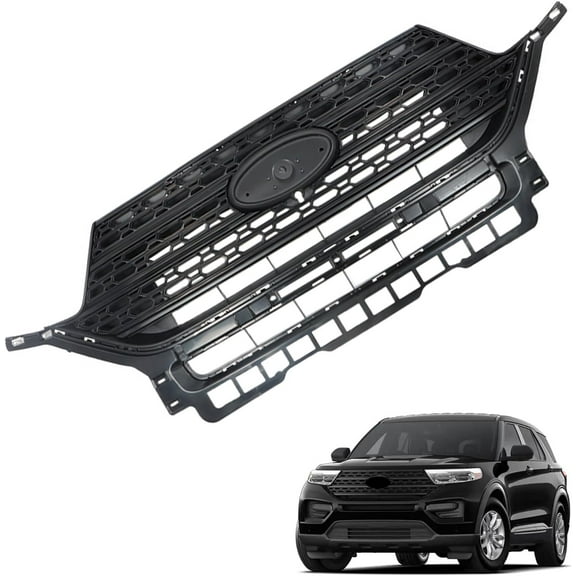 munirater For 2020/2021/2022 Ford Explorer Black Mesh Trim Grill Front Bumper Upper Grille