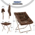 thumbnail image 2 of OSM Square Saucer Chair with Ottoman, Furry Cozy Seat for Teens Adults with Gold Metal Frame & Non-Slip Pad, Oversized Room Chair for Bedroom, Living Room & Dorm (Brown), 2 of 10
