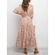 thumbnail image 4 of Vestido largo BWQ con estampado floral y cuello en V y media manga para mujer, 4 of 5