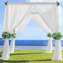 BalsaCircle 5x14 feet White Premium Chiffon Sheer Curtain Panel Backdrop Drape Wedding Party