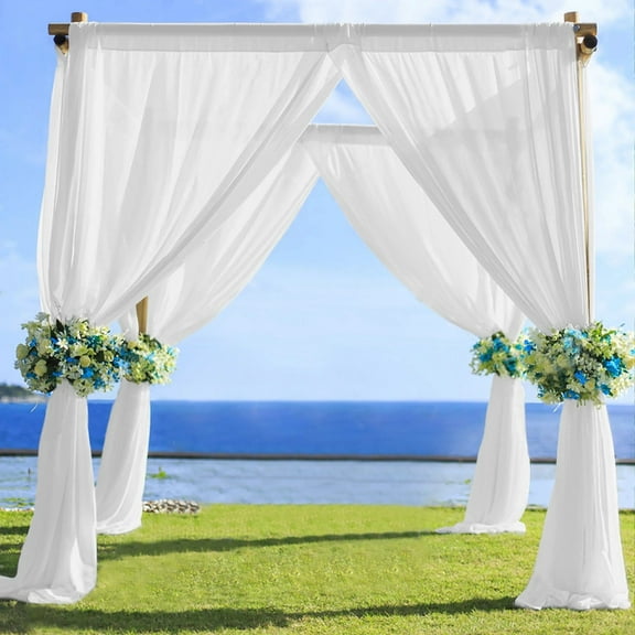 BalsaCircle 5x14 feet White Premium Chiffon Sheer Curtain Panel Backdrop Drape Wedding Party