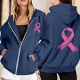 thumbnail image 3 of Breast Cancer Awareness Hoodies for Women 2025 Zip Up Long Sleeve Hoodie with Pockets Hooded Sweatshirt Women Jacket, 3 of 6