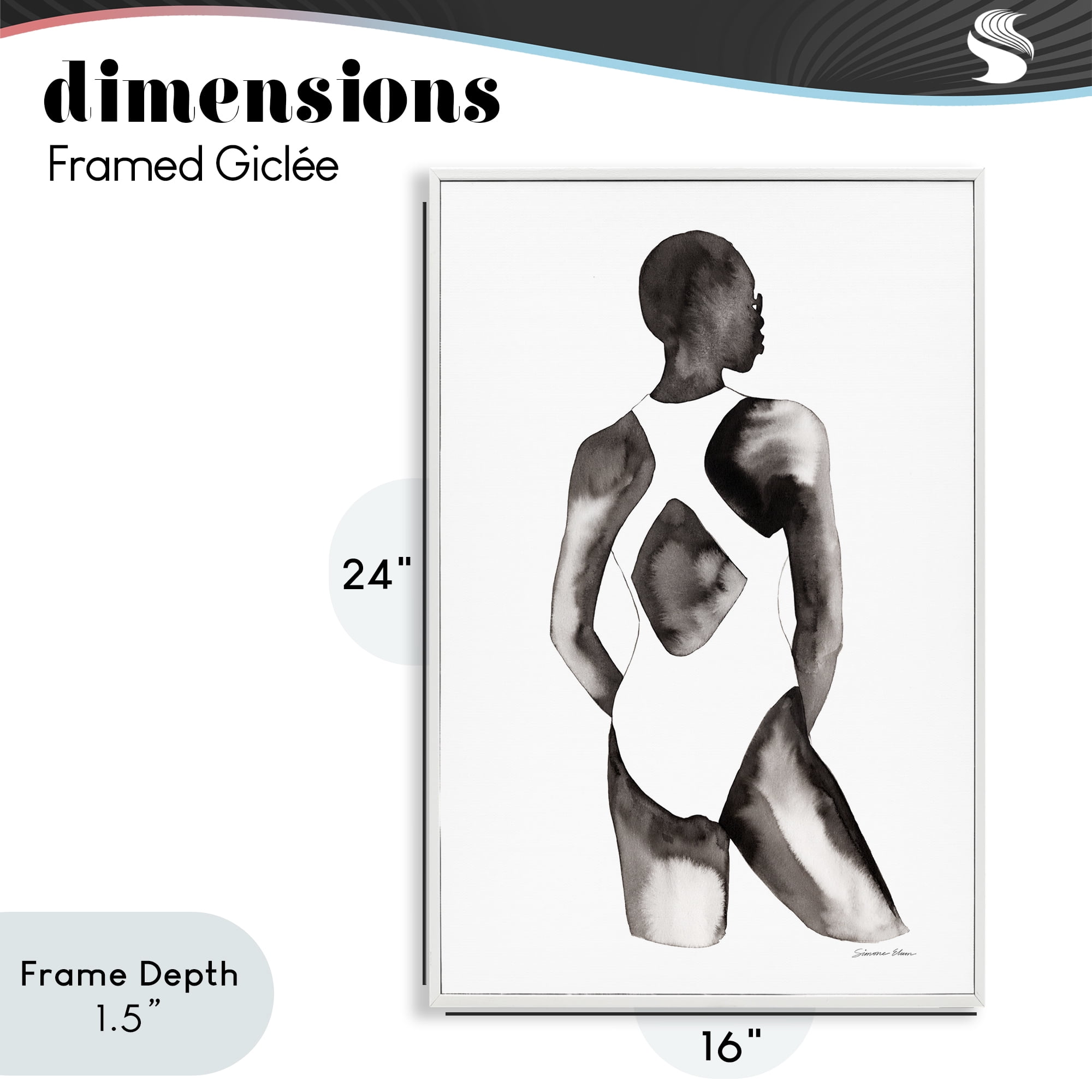 Stupell Industries Beach Day Swimsuit Silhouette White Framed Giclee Art, design by Simone Elum