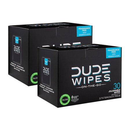 DUDE Wipes Flushable Wipes Unscented Wet Wipes, Individually Wrapped ( 2 Pack )