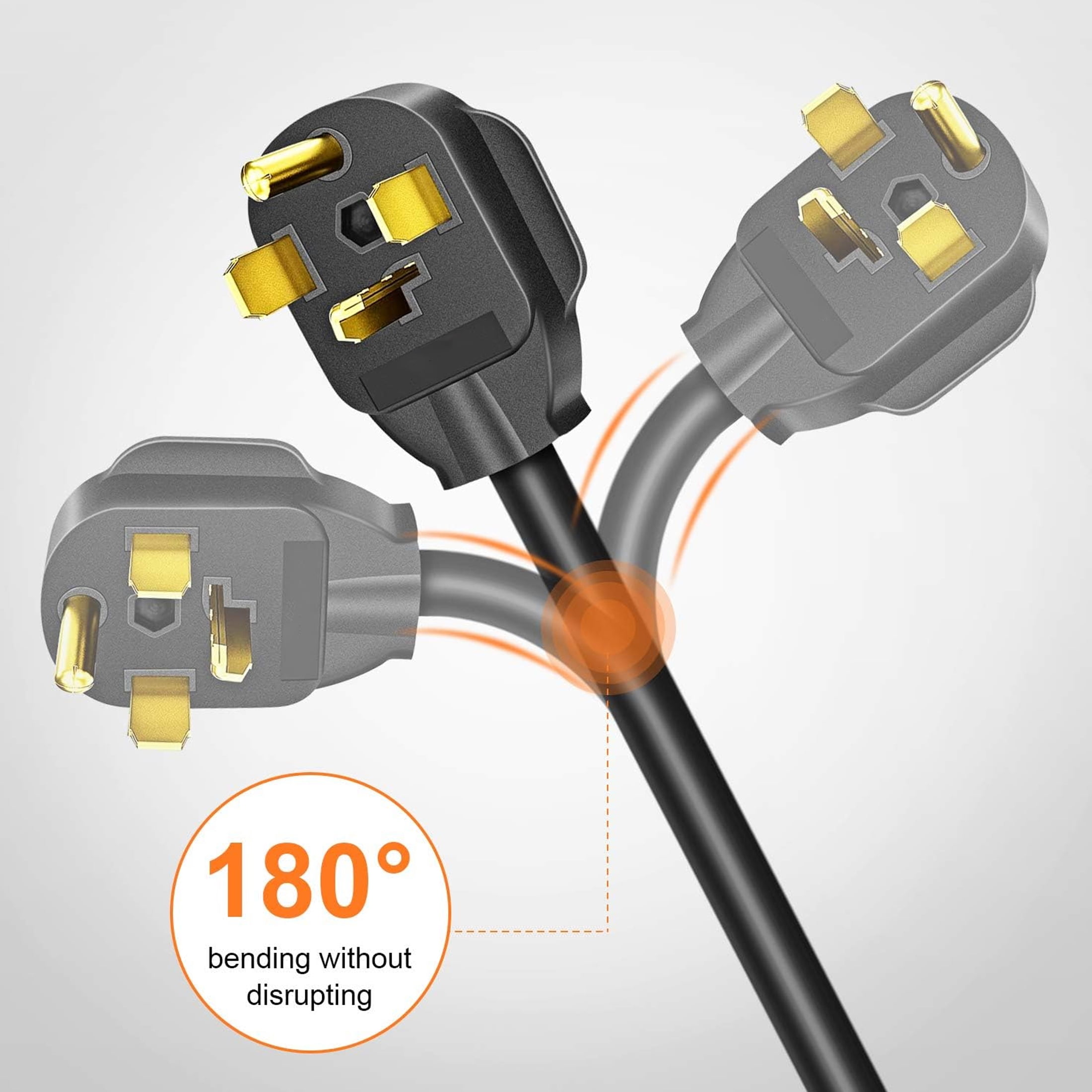Nextirrer 1.5FT 3 Prong to 4 Prong Dryer Adapter, 4 Prone Dryer Outlet Adapter, 14-30P Male to 10-30R Female Receptacle for Old Clothes Dryer Converter, 30A, 250V