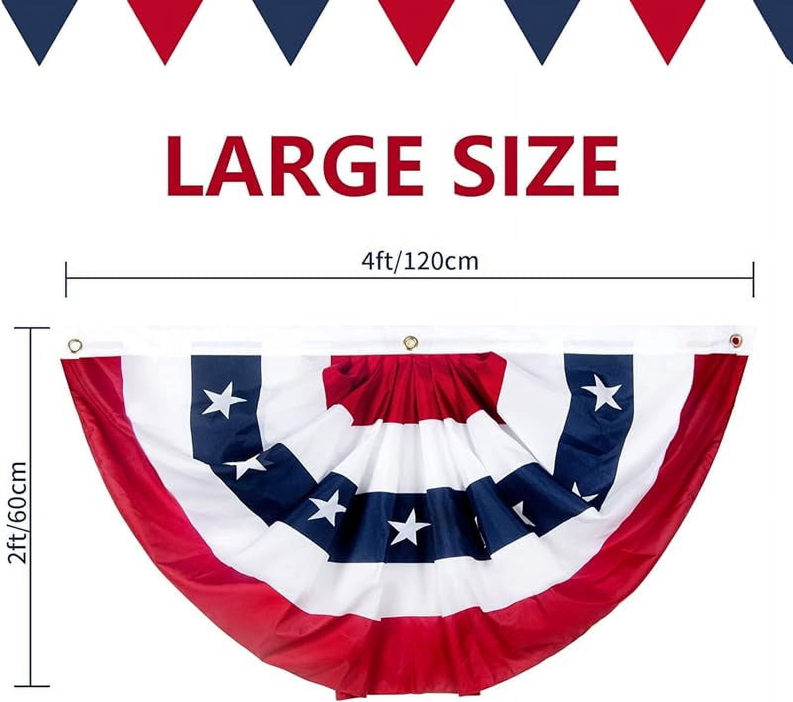 2x4 Ft American Pleated Fan Flag, Patriotic Half Fan Bunting Flag, Indoor Outdoor for 4th of July Decoration Memorial Day (Set of 5)