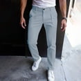 thumbnail image 2 of LODIENY Men Golf Dress Pants Stretch Slim Fit Casual Trouser Button Waist Slacks for Men Straight Leg Lightweight Trousers with Pockets Light Blue S, 2 of 9