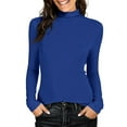 thumbnail image 5 of Womens Slim Fitted Mock Turtleneck Tops Long Sleeve Lightweight Base Layer Shirts Blue M, 5 of 5