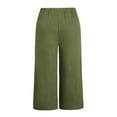 thumbnail image 4 of Lenpel Women's Plus Size Culottes Pants Ribbed Wide Leg Elastic Waisted Trousers Flowy Palazzo Pants with Pockets, 4 of 7