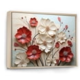 thumbnail image 2 of Designart art Mural Encadré avec Fleurs, art Mural Encadré avec Fleurs, Double Étreinte de Fleurs Cramoisies Rouges et Blanches, Très Grand art Mural Encadré Naturel, Cadre Couleur Brun Naturel 20x12 Pouces, 2 of 5