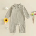 thumbnail image 2 of JFOPQVSM Newborn Baby Boy Girl Checkered Romper Long Sleeve Zipper Jumpsuit Cotton Blend,Footless,Newborn Infant Toddler Fall Winter Clothes, 2 of 4
