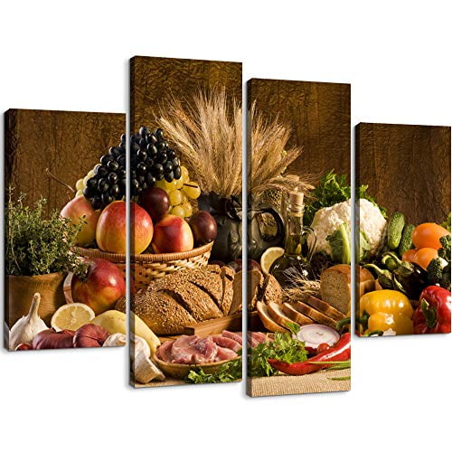 Modern Kitchen Wall Canvas Art 4 Piece Fruit Wall Art Food Canvas Wall Art Kitchen Painting Wall