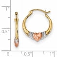 thumbnail image 2 of 14k Two-tone w/White Rhodium Polished Satin & D/C Hoop Earrings TF1237, 2 of 2