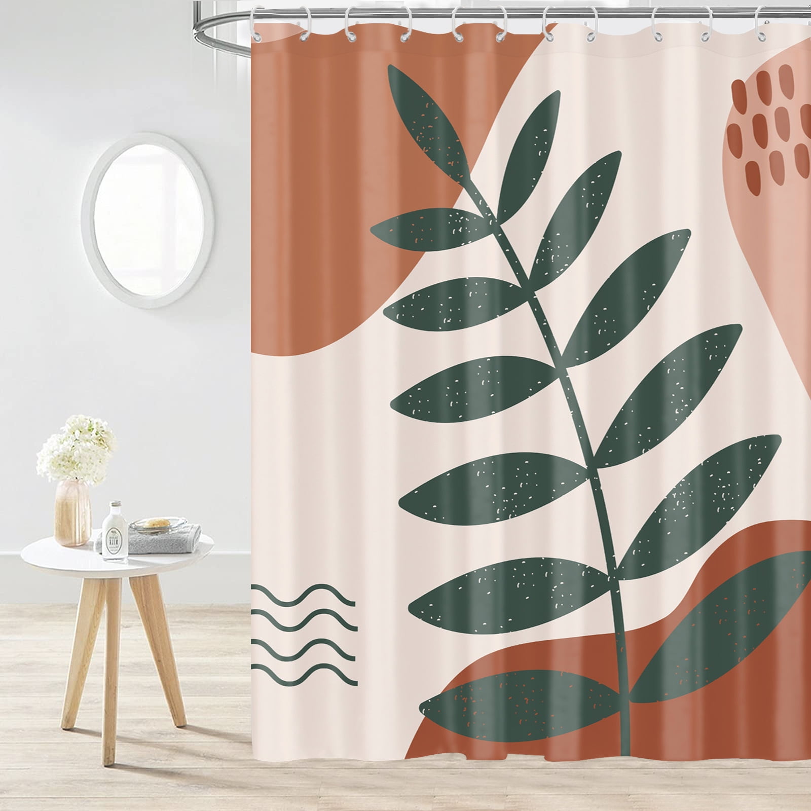 MONOJOY Abstract Art Shower Curtain for Bathroom Aesthetic Terracotta