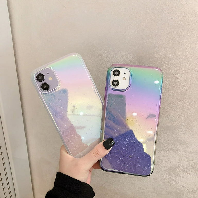 for iPhone 12promax Case, Fashion Sparkly Laser Color Changing