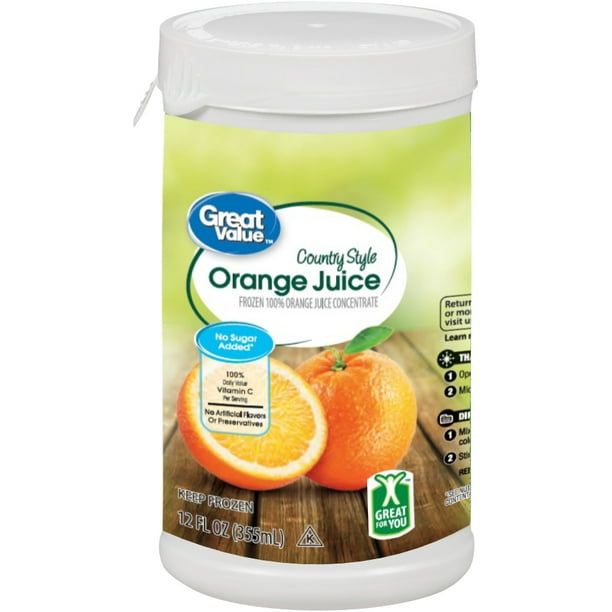 Great Value Country Style Orange Juice, Frozen, 12 fl oz
