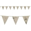 Beistle French Fabric Pennant Banner, 9.5" x 12', Off-White/Black