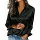 thumbnail image 2 of RKSTN Long Sleeve Shirts for Women Oversized Lapel Button Down Satin Silk Blouses Womens Casual Solid Plus Size Tunrndown Collar Loose Comfy Business Dressy Blouse Top Fall Spring Clothes, 2 of 6