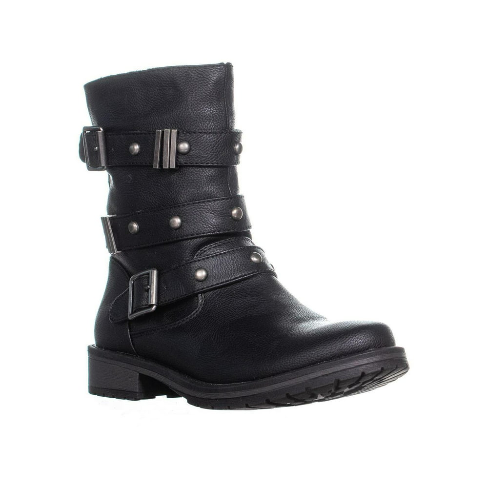 MG35 - Womens MG35 Bedford Buckle Zip Up Mid Calf Boots, Black ...