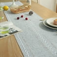 thumbnail image 2 of Wracra Cotton Linen Hemstitched Table runner, Grey, 13"×108", 2 of 7