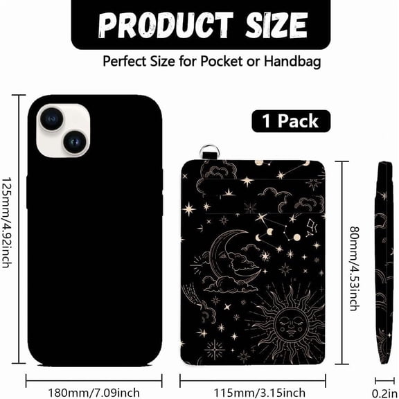 RFID Blocking Credit Card Holder for Women - Sun and Starry Sky PU Leather Slim Wallet with ID Window 6 Card Slots and Cash Pocket - Perfect for Travel and Gifts