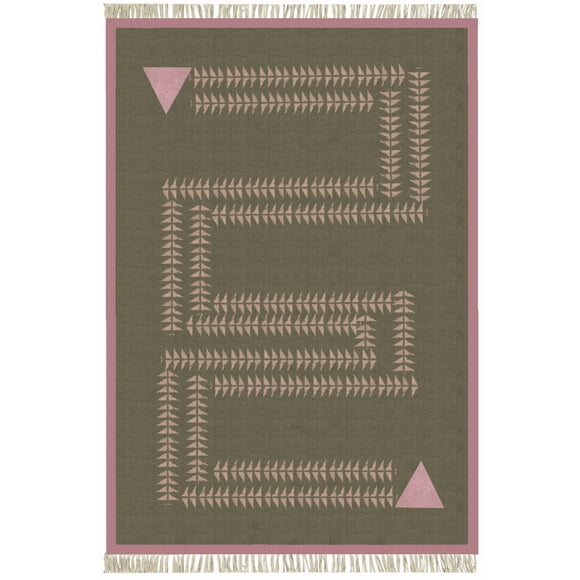 Casavani Handmade Pink Cotton Living, Dining Room Area Carpets Square Indoor Outdoor Rug 4x4 Feet